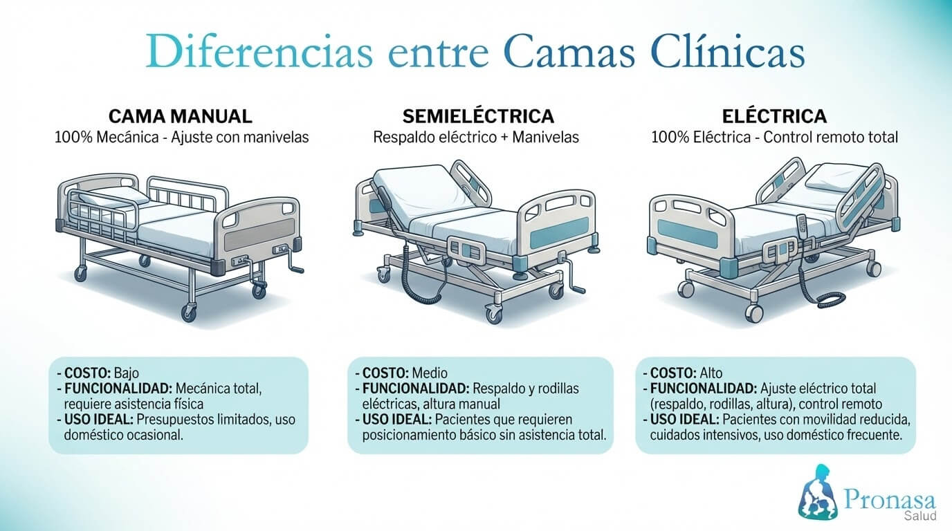 Diferencias entre camas clínicas manuales, eléctricas y semielectricas: ¿Cuál elegir?